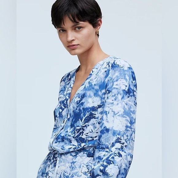 Madewell Blue Floral Women's Dress - Picture 5 of 6